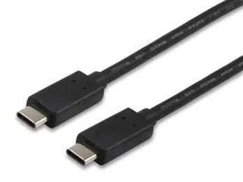 Equip mit einem 1 m langen, schwarzen USB-C-Datenkabel (USB-C auf USB-C, USB 2.0, 480 Mbit/s).