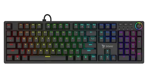 Savio STYX schwarz / Mechanische Tastatur / Outemu Brown / Hot-Swap / RGB / US-Layout