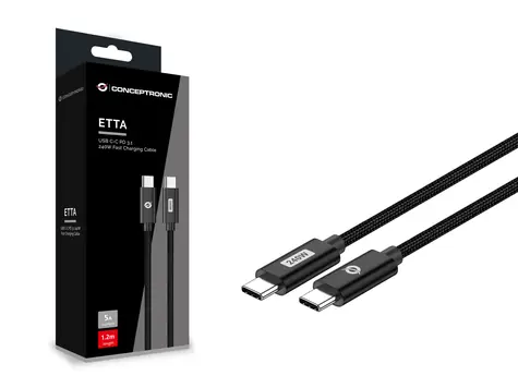 Conceptronic USB-C - USB-C-Lade- und Datenkabel, schwarz / Kabel / USB 2.0 / 480 Mbit/s / PD 240 W / 2 m