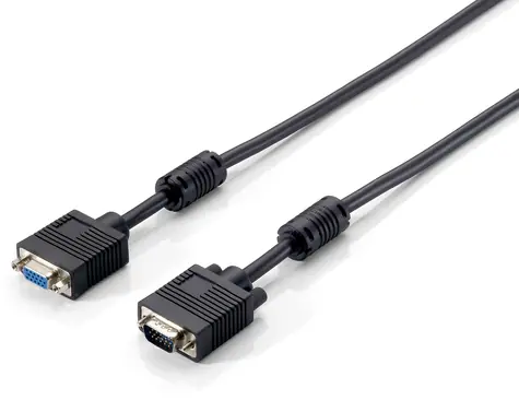 Equip schwarz / VGA-Verlängerungskabel / 5 m / Ferritkern / max. 1400×1050 px