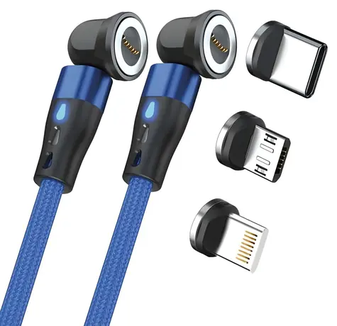 RealPower MagneticCharge 2 blau / Magnetisches Ladekabel / 1 m / Magnetstecker / 6 Adapter