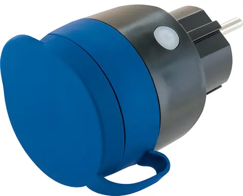 Schwaiger Steckdosenadapter IP44 blaugrau / Intelligente WLAN-Steckdose / 16 A / 230 V / Verbrauchsmessung