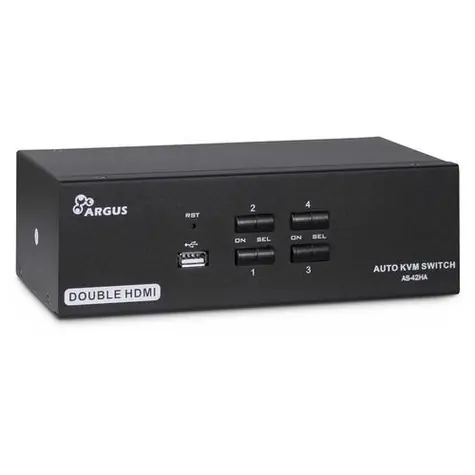 Inter-tech AS-42HA / KVM-Switch / HDMI / 4 Ports / USB / Audio / Metallgehäuse