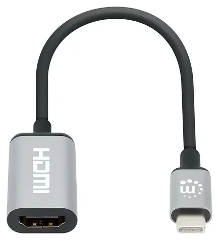 Manhattan USB-C auf HDMI schwarz/silber / Adapter / 4K 60Hz / HDCP 2.2 / Kabel 15 cm