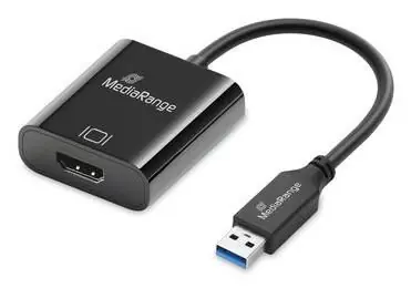 MediaRange USB-A-zu-HDMI-Konverter, schwarz / Full HD 60 Hz / 5 Gbit/s / vergoldete Kontakte