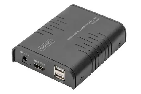 Digitus DS-55530 schwarz / HDMI KVM IP-Extender-Empfänger / Full HD 1080p60Hz / Cat5e / Reichweite 120 m