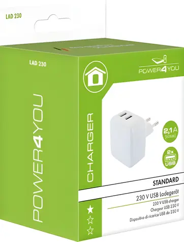 Schwaiger weiß (LAD230531) / Netzladegerät / 2x USB / 2,4 A / 12 W