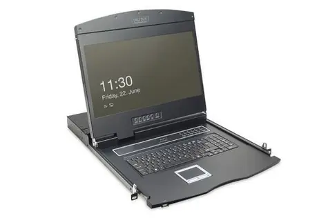 Digitus KVM-Konsole 19" 8- Port CAT5 / KVM-Konsole / TFT 1366x768 / Touchpad / 1U-Rack / DE-Tastatur