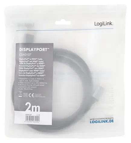 LogiLink CDA0107 schwarz / Kabel / DisplayPort - HDMI / 4K 60Hz / 2 m
