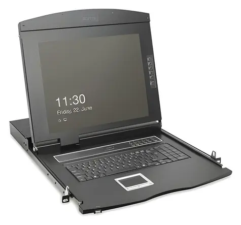 19" Digitus Modular Console CH Keyboard / KVM-Konsole / TFT / Full HD / 16x HDMI / Touchpad / 1HE-Rack