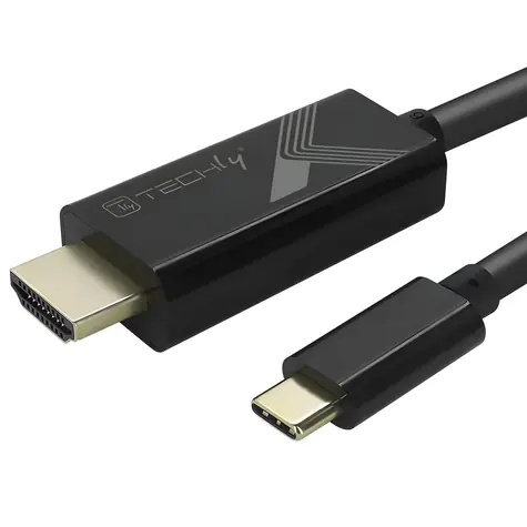 Techly IADAP-USBC-HDMI2TY schwarz / Kabel USB-C auf HDMI / 4K / 2 m