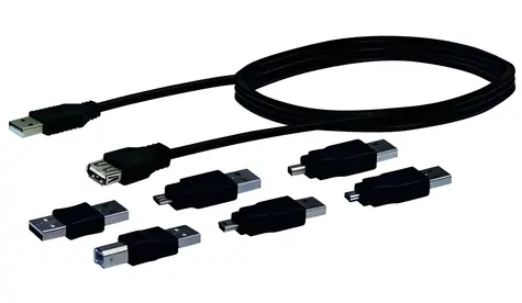 Schwaiger USB Universal Adapterset, 6-teilig, schwarz / Adapterset / USB 2.0 / 1,5 m