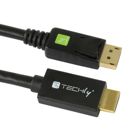 Techly ICOC-DSP-H12-020 Schwarz / DisplayPort-auf-HDMI-Kabel / 2 m / DP 1.2 / 10 Bit
