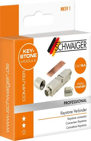 Schwaiger Keystone CAT6A silber / Netzwerkstecker / RJ45 / S/FTP / Gerade / Metall