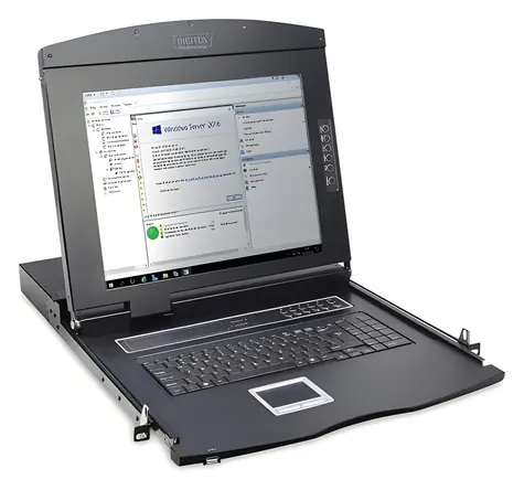 Digitus Rack-Konsole 17" TFT KVM-Touchpad / Rack-Konsole / 1- Port KVM / 1 HE / Deutsche Tastatur