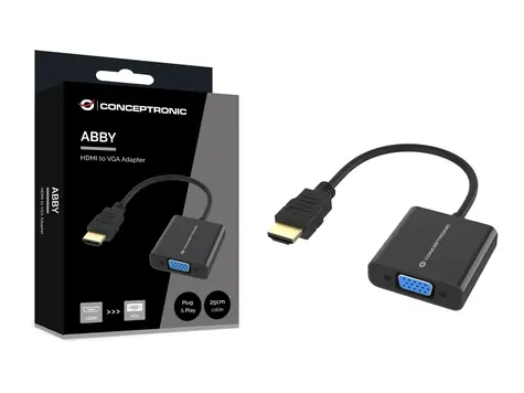 Conceptronic HDMI-VGA-Adapter schwarz / Adapter / 1920 × 1080 px / 60 Hz / 0,25 m