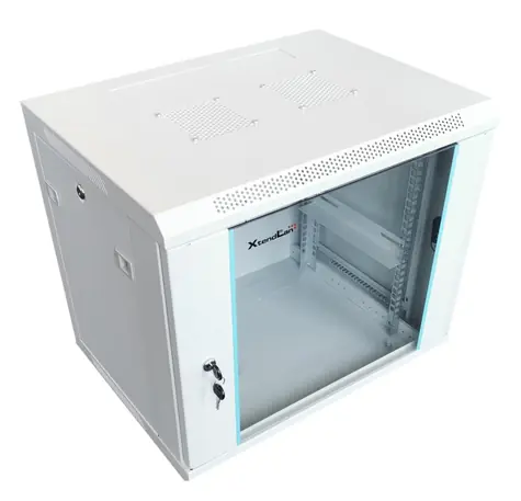 Xtendlan 19" grau / Wandmontage-Rack / 9 HE / 600 × 450 mm / Tragfähigkeit 60 kg / Glastür