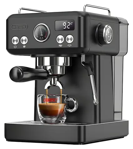 HiBREW H10A schwarz / Hebel-Kaffeemaschine / Temperaturregelung / 19 bar / 58 mm Siebträger / 1,8 l
