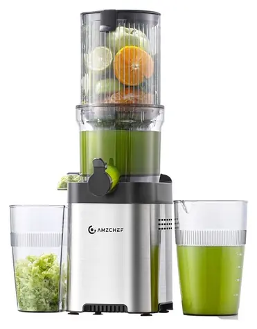 AMZCHEF CE-ZM1902M-SV silber / Slow Juicer / Freihändig / 118 mm Einfüllöffnung / Rückwärtsgang