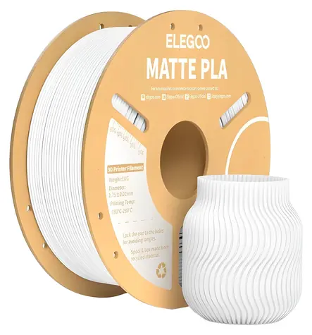 Elegoo PLA Filament, mattweiß / Filament für 3D-Drucker / PLA / 1,75 mm / 1 kg