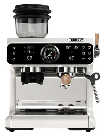 HiBREW H7B schwarz / Hebel-Kaffeemaschine / integriertes Mahlwerk / 2800 W / 20 bar / 2,8 l
