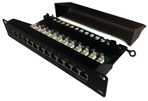 Xtendlan 10" schwarz / Patchpanel / 12 Ports / Cat6 geschirmt / 1 HE / LSA