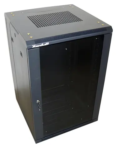 Xtendlan 18U/800x1000 schwarz / Rack-Schrank / 19" / Glastür / geschlossene Rückwand