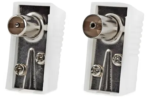 Nedis IEC-Antennenstecker-Set, weiß / Stecker / abgewinkelt / 2 Stück