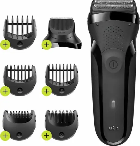 Braun Series 3 300BT schwarz / Rasierer / wasserdicht / Schnellladefunktion / 6 Aufsätze