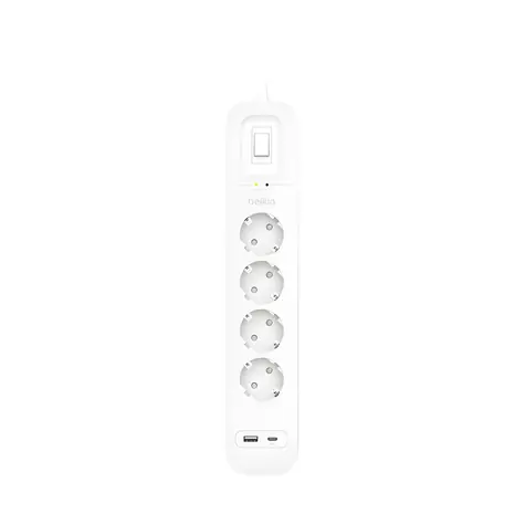 Belkin SRB001vf2MV2 / Überspannungsschutz / 4 Steckdosen / USB-A+C 18W / 525J / 2m Kabel