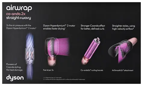 Dyson Airwrap Co-anda2x Straight+Wavy Creme/Roségold / Multistyler für Haare / 1700 W / Bluetooth / 6 Aufsätze