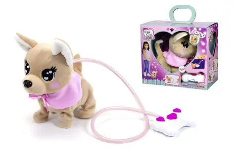Simba Interaktiver Plüschhund ChiChi Love Loomy / beige, rosa / 20 cm / ab 3 Jahren