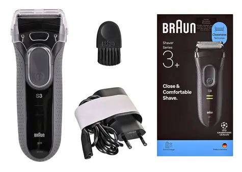 Braun Series 3+ 3000 schwarz/grau / Rasierer / Scherfolie / Wasserdicht / Schnellladefunktion