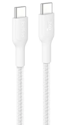 Belkin CAB025hq2MWH USB-C-zu-USB-C-Kabel, weiß, geflochten, 240 W, 2 m
