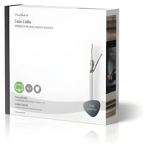Nedis Koaxialkabel auf Spule RG58C/U 50 Ohm / doppelt geschirmt / ECA / 25 m / PVC / Weiß / Geschenkbox