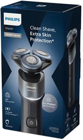 Philips Rasierer Serie 5000X X5006/00 schwarz / Herrenrasierer / Nass- und Trockenrasur / Rotationsrasierer / 50 Minuten Betriebsdauer