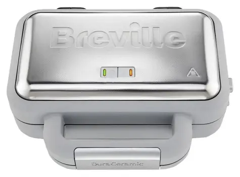 Breville VST072X silber / Waffeleisen / 850 W / 2 Waffeln / Antihaft-Keramikoberfläche