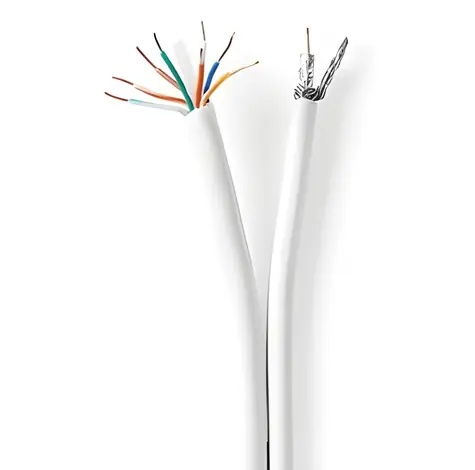 Nedis Kombikabel (Koaxial und CAT6), weiß / Kombikabel / RG58 / 75 Ohm / 3-fach geschirmt / ECA / 50 m