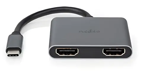 Nedis USB-C-Adapter 2-in-1 auf 2x HDMI, schwarz / Adapter / USB 3.2 Gen 1 / 4K 30Hz / 0,1 m