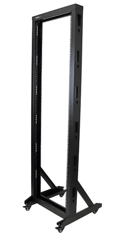 StarTech Open Rack 42U schwarz / Open Rack / 19" / Breite 600 mm / Tiefe 600 mm / Tragfähigkeit 300 kg