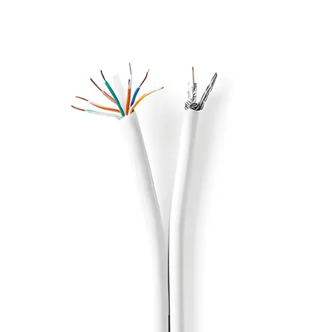 Nedis IEC/CAT6 Kombikabel weiß / Antennen- und Netzwerkkabel / RG58 / 75 Ohm / 25 m
