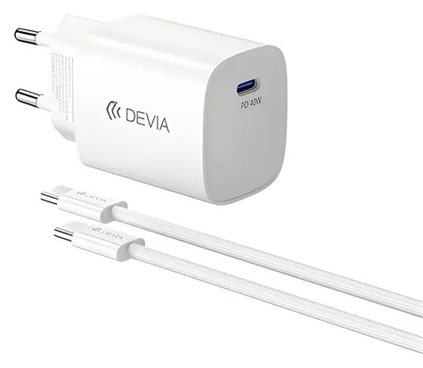 Devia Ultra6 PD Dynamisches Ladegerät weiß / Netzladegerät / USB PD / 40 W (max. 60 W) / + Kabel