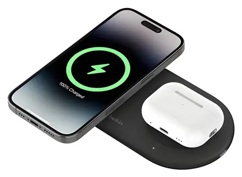 Belkin BOOST CHARGE PRO Qi2 2-in-1 schwarz / Magnetisches kabelloses Ladegerät / 15 W
