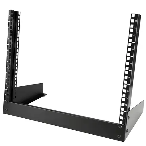 StarTech Open Rack 8U schwarz / Open Rack / 19" / max. Traglast 50 kg / Stahl