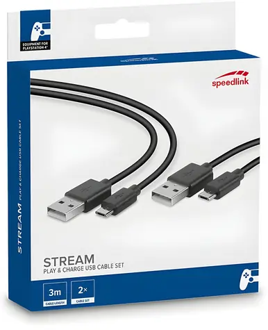 Speed Link Stream schwarz / Ladekabelset / PS4 / Micro-USB / 3 m