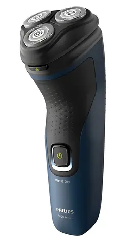 Philips S1151/00 schwarz, blau / Herrenrasierer / Rotationsrasierer / Nass- und Trockenrasur / 3 Scherköpfe / 40 Min.