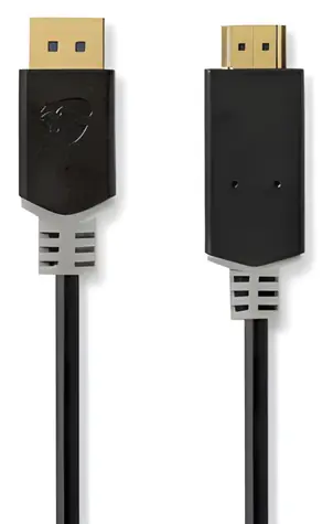Nedis anthrazit / DisplayPort-auf-HDMI-Kabel / 4K 30Hz / Vergoldete Anschlüsse / 1 m