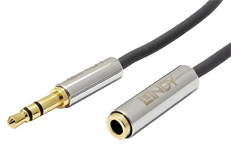 Cromo-Klinkenstecker 3,5 mm / Verlängerungskabel / Klinkenstecker 3,5 mm (M) - Klinkenstecker 3,5 mm (F) / 1 m
