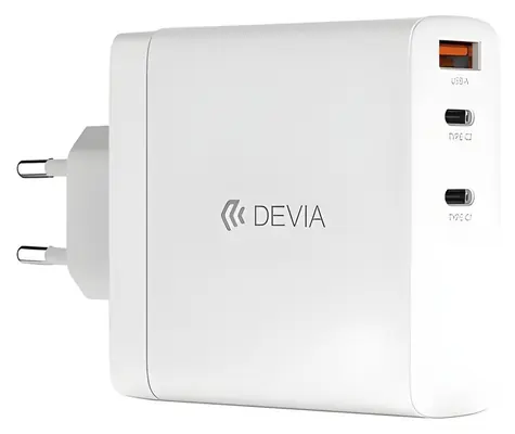 Devia Extreme Speed weiß / Ladegerät / GaN / 140 W / 2x USB-C / 1x USB-A