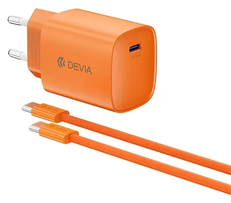 Devia Ultra6 PD Dynamisches Ladegerät orange / Netzladegerät / USB PD / 40 W (max. 60 W) / + Kabel